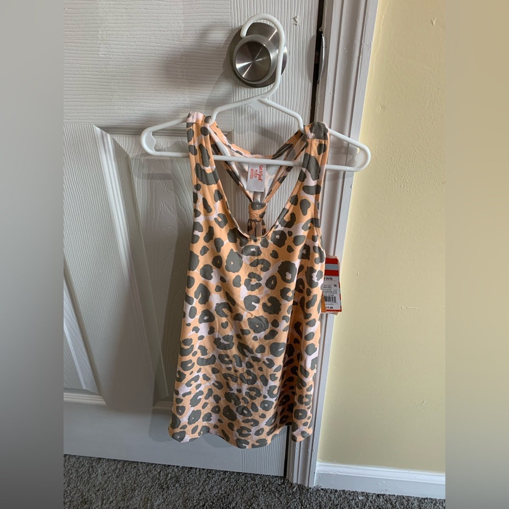 NWT Cat & Jack Knit Jersey Cheetah Print Racerback Dress Size XS 4/5